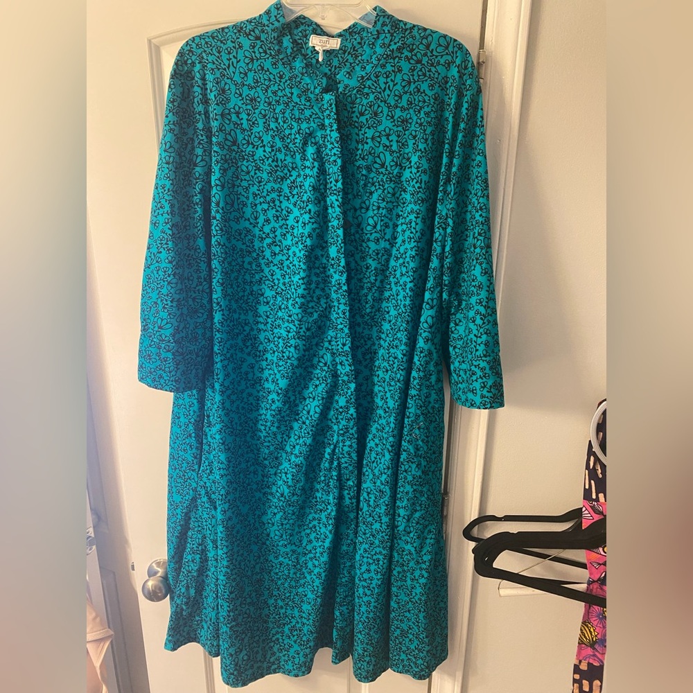 1X Long Zuri Kenya 3/4 sleeve cotton dress